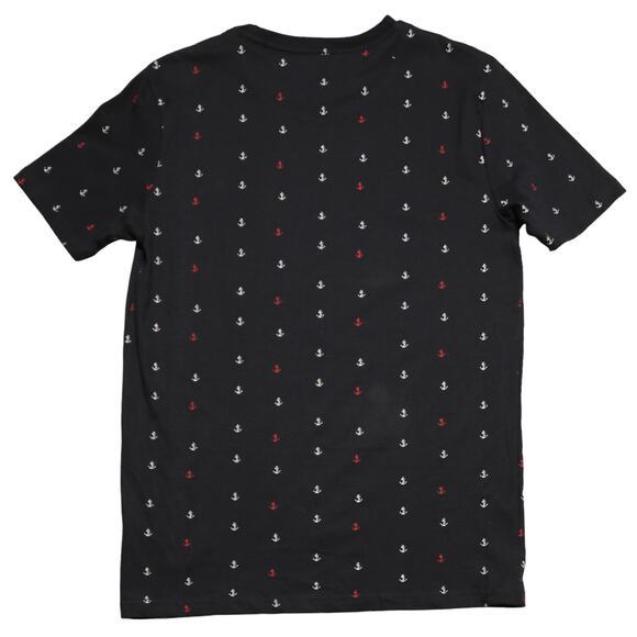 Denim & Flower Navy Anchor Print Short Sleeve Crewneck T-Shirt Cotton Size S - Picture 4 of 8